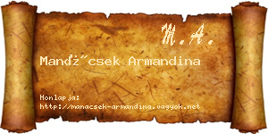 Manácsek Armandina névjegykártya